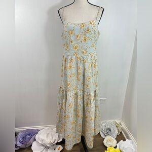 Christian Lacroix Linen Blend Floral Print Midi Length Dress. Size Large.